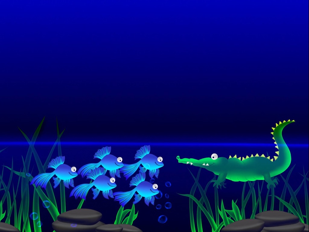 Fishes and Crocodile