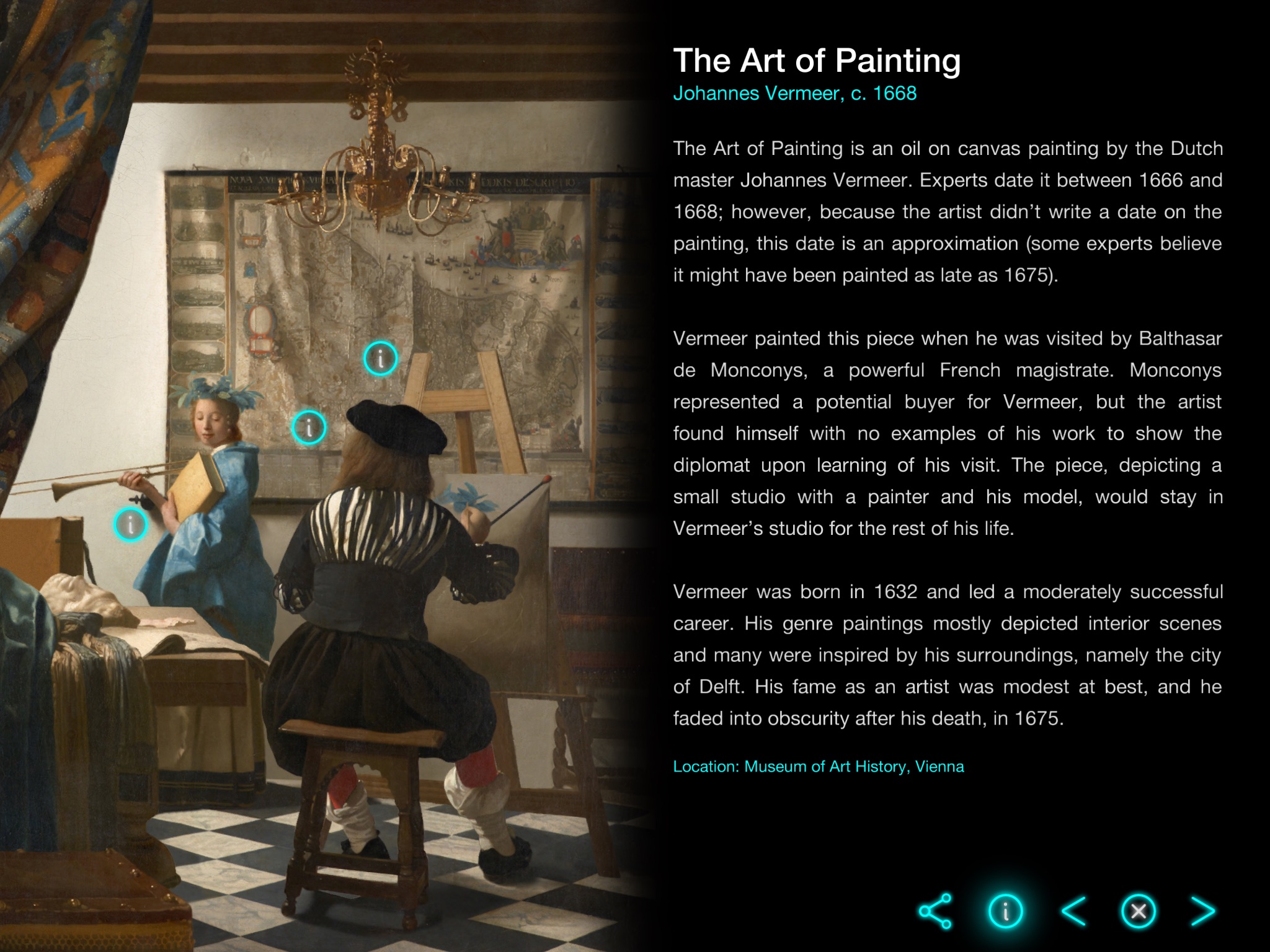 The Art of Painting by Vermeer - Art Legacy - Art History through famous Paintings - App by LANDKA ®
